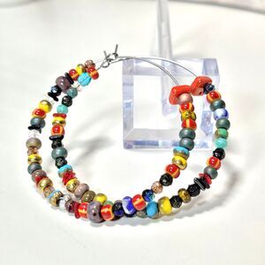 Red Glass Stainless Steel Hoops Hidden Meaning earrings Big hoop baddies  657■